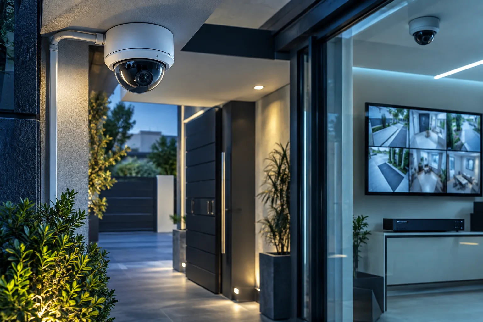 Installation de caméra de surveillance avec système de visualisation